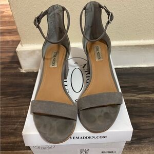Steve Madden Gray Heels with Ankle Strap and Block Heel